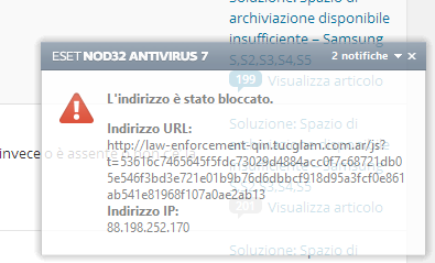 Antivirus Nod32 blocca pagina virus router