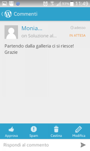 Gestione dei commenti con l'app per Worpress