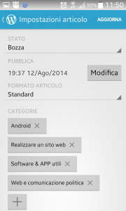 Opzioni post app WordPress