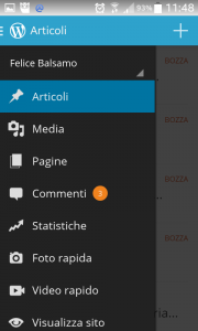 Funzioni presenti nell'app di gestione WordPress per android