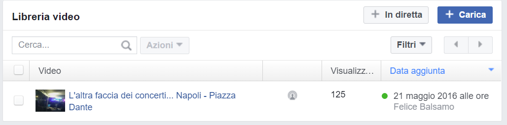 Gestione video facebook