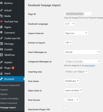 Importare post da Facebook a WorPress Fanpage import wordpress